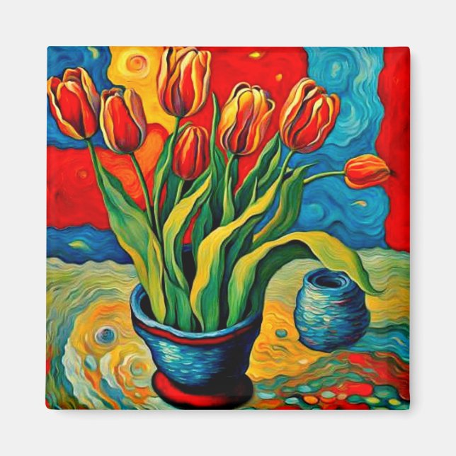 Tulips in vase magnet (Front)