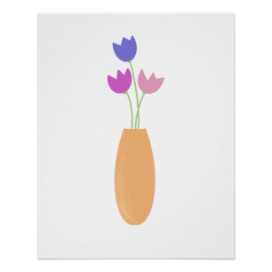 Tulips in Vase Watercolour Poster