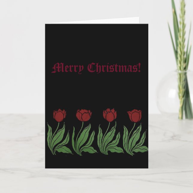 Tulips Merry Christmas Holiday Card (Front)