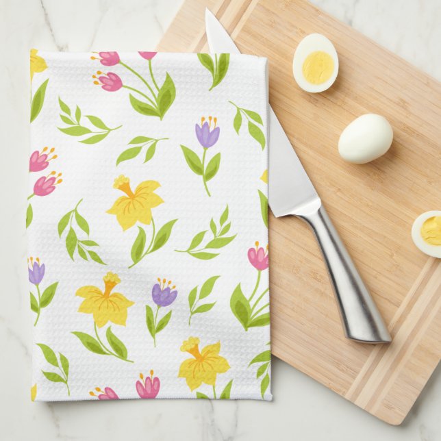 Tulips -N- Daffodils Tea Towel (Quarter Fold)
