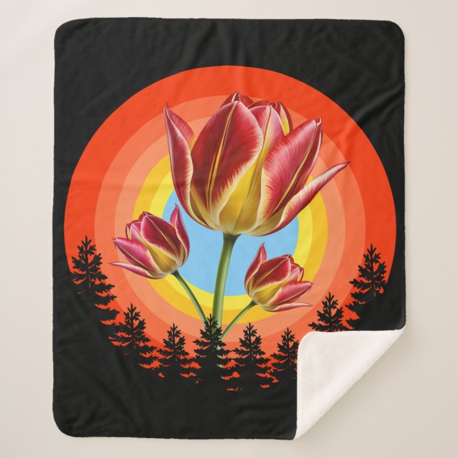 tulips nature botanical plant  sherpa blanket (Front)
