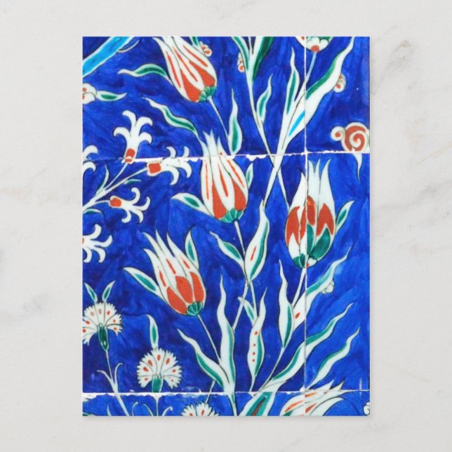 Tulips on blue postcard (Front)
