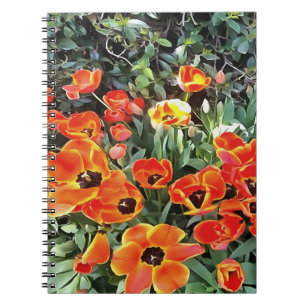 Tulips On Fire Artistic Floral Flowerbed v2 Notebook