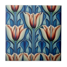 tulips on  mosaic Art Nouveau Ceramic Tile