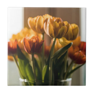 Tulips Orange Flowers Ceramic Tile