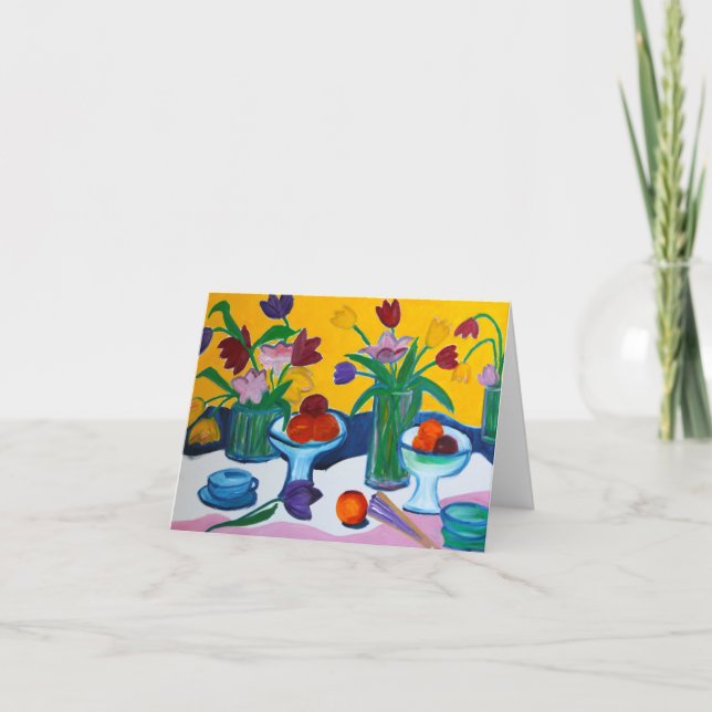 Tulips Oranges Apples Note Card (Front)