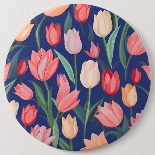 Tulips pattern  6 cm round badge