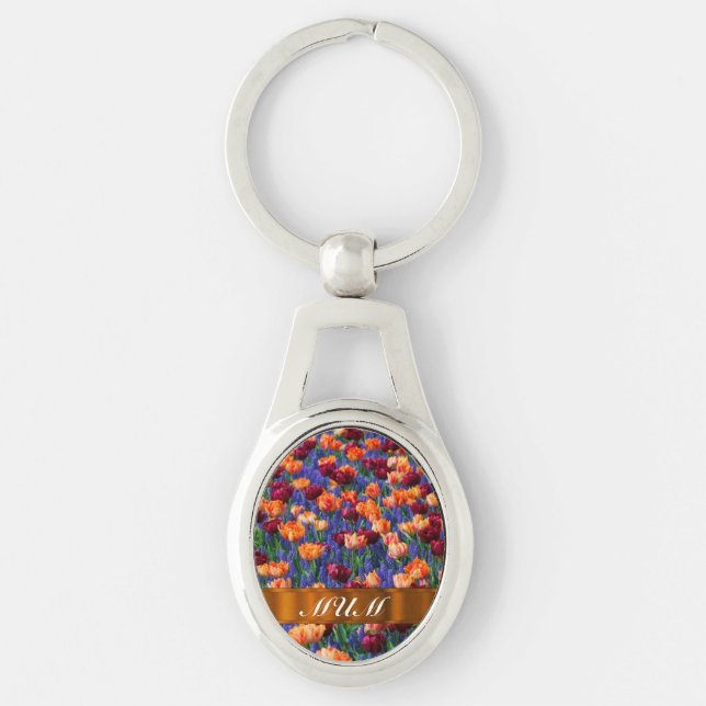 Tulips personalised mum key ring (Front)