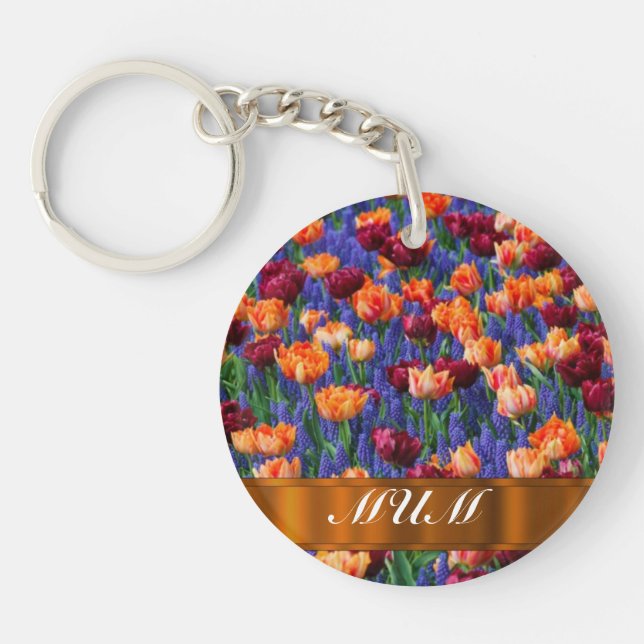 Tulips personalised mum key ring (Front)