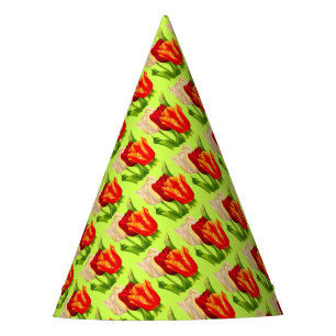 tulips print party hat