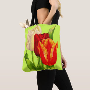 tulips print tote bag