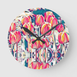 Tulips Round Clock