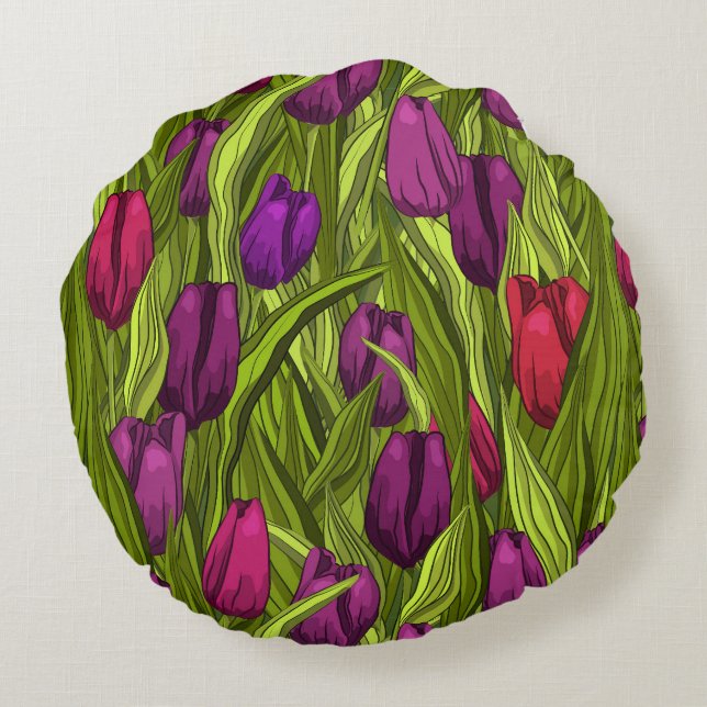 Tulips Round Cushion (Back)