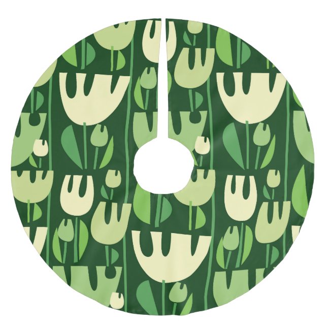 Tulips Scandinavian Style Pattern Brushed Polyester Tree Skirt (Front)