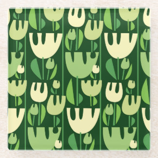 Tulips Scandinavian Style Pattern Glass Coaster