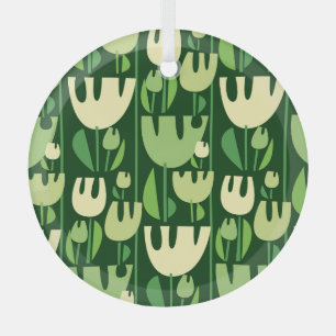 Tulips Scandinavian Style Pattern Glass Tree Decoration