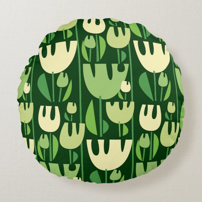 Tulips Scandinavian Style Pattern Round Cushion (Front)