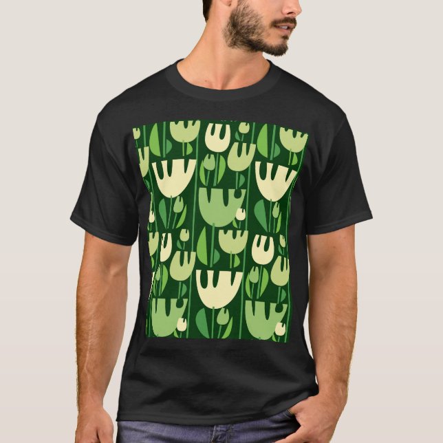 Tulips Scandinavian Style Pattern T-Shirt (Front)