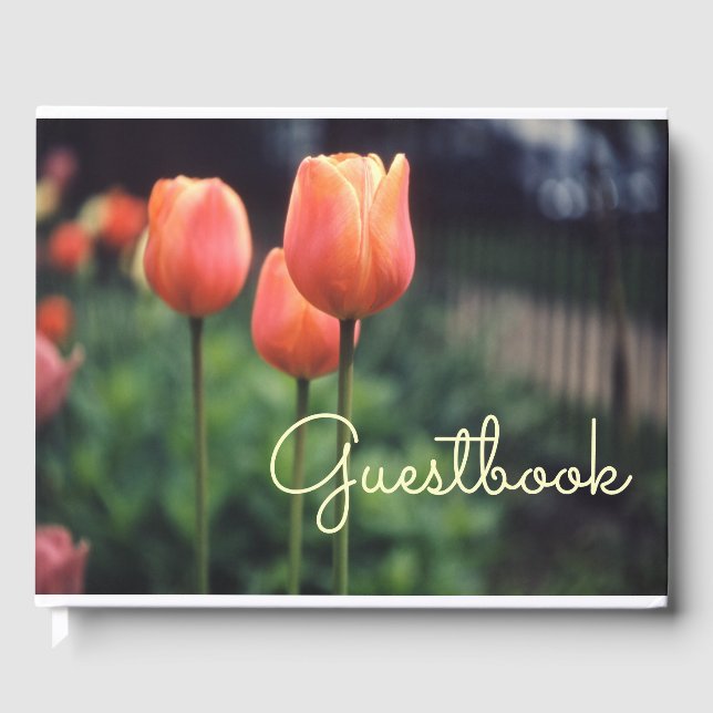 Tulips Spring Floral Tulip Garden Pretty Flowers Guest Book (Front)
