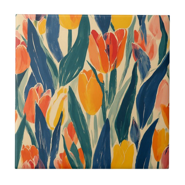 Tulips Spring Radiance Ceramic Tile (Front)