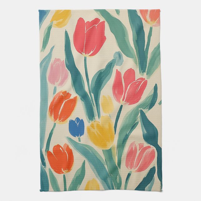 Tulips Spring Radiance Tea Towel (Vertical)