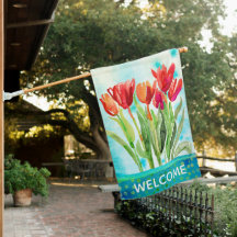 Tulips Spring Weatherproof Personalised House Flag