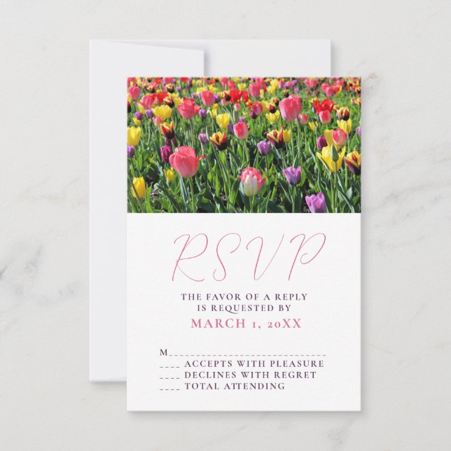 Tulips Spring Wedding RSVP Card (Front)