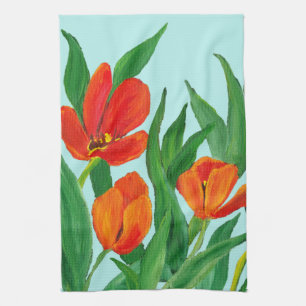 tulips tea towel