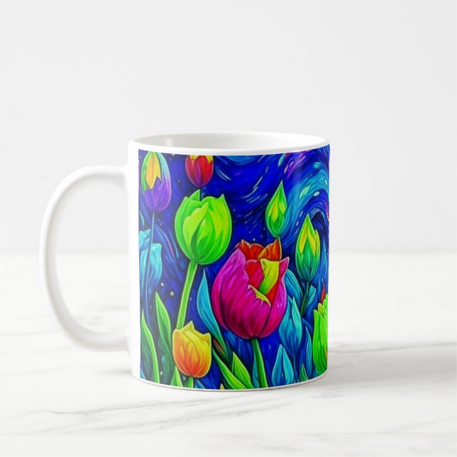 Tulips Van Gogh Style Coffee Mug (Left)
