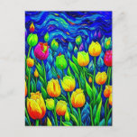 Tulips Van Gogh Style Postcard<br><div class="desc">Tulips in the style of Van Gogh for spring.</div>