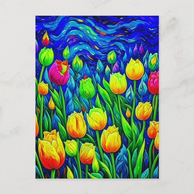 Tulips Van Gogh Style Postcard (Front)