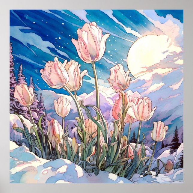 Tulips Wall Art, Floral Square  Poster (Front)
