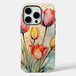 Tulips watercolor iPhone 16 pro case