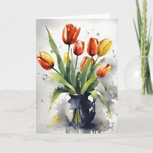 Tulips - Watercolor flowers Card