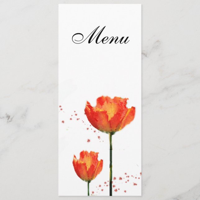 Tulips Watercolor Wedding Menu (Front)