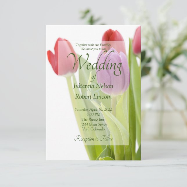 Tulips wedding invitation (Standing Front)