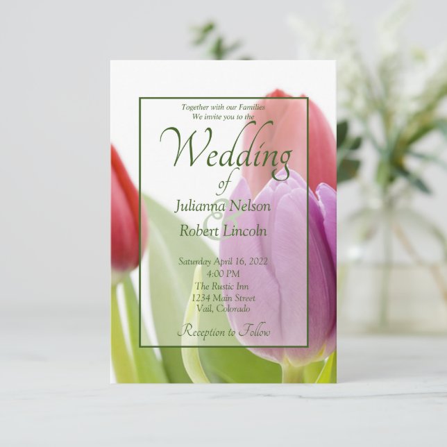 Tulips wedding invitation (Standing Front)