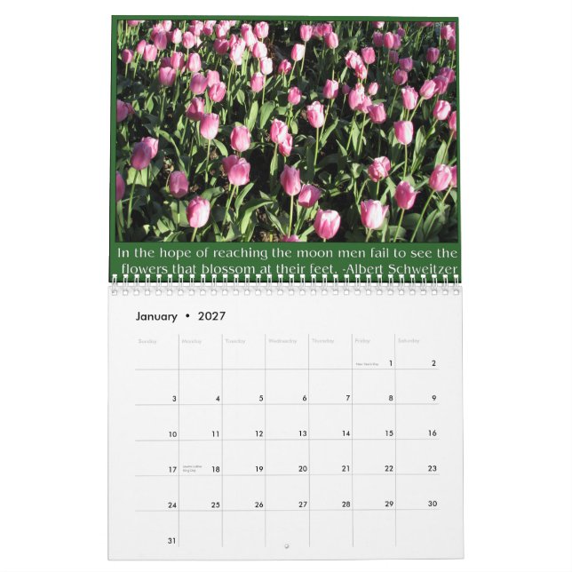 Tulips With Quotes and Sayings Calendar (Jan 2027)