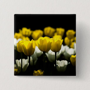 Tulips Yellow And White 15 Cm Square Badge