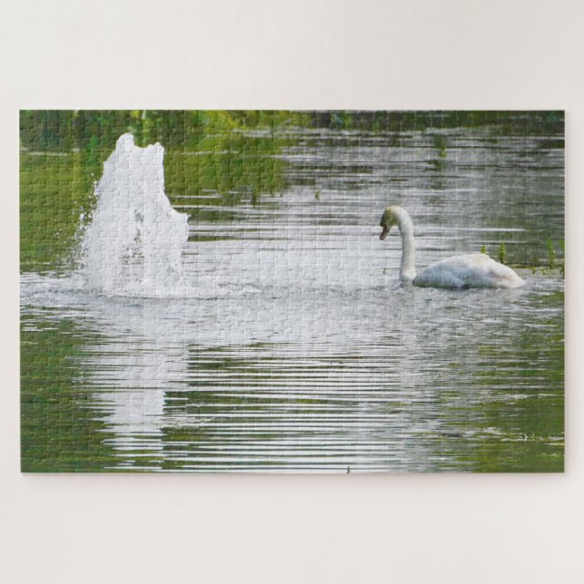 Tully, Kildare .Swans on the Lake Jigsaw Puzzle (Horizontal)