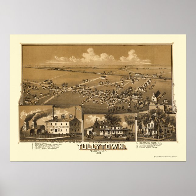 Tullytown, PA Panoramic Map - 1887 Poster (Front)