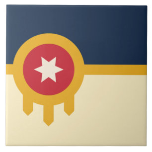 Tulsa city flag ceramic tile