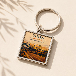 Tulsa Gateway Route 66 Skyline Memory Key Ring