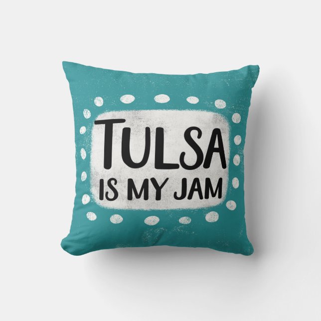 Tulsa Is My Jam Throw Pillow (Front)