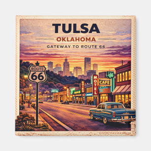 Tulsa Neon Route 66 Fridge Flashback Magnet