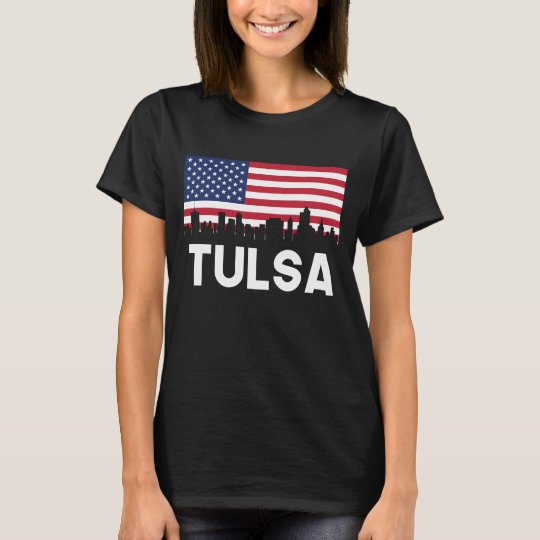 Tulsa OK American Flag Skyline T-Shirt