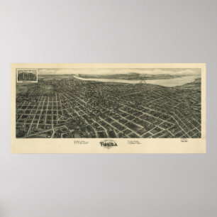 Tulsa Oklahoma 1918 Antique Panoramic Map Poster
