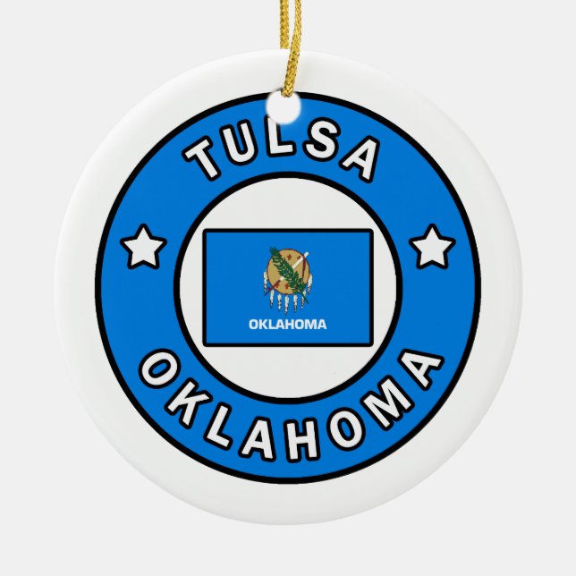 Tulsa Oklahoma Ceramic Ornament (Front)
