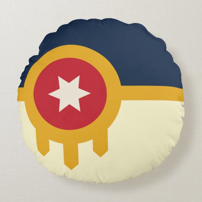 Tulsa (Oklahoma) City flag Round Cushion (Front)