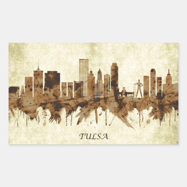 Tulsa Oklahoma Cityscape Rectangular Sticker (Front)